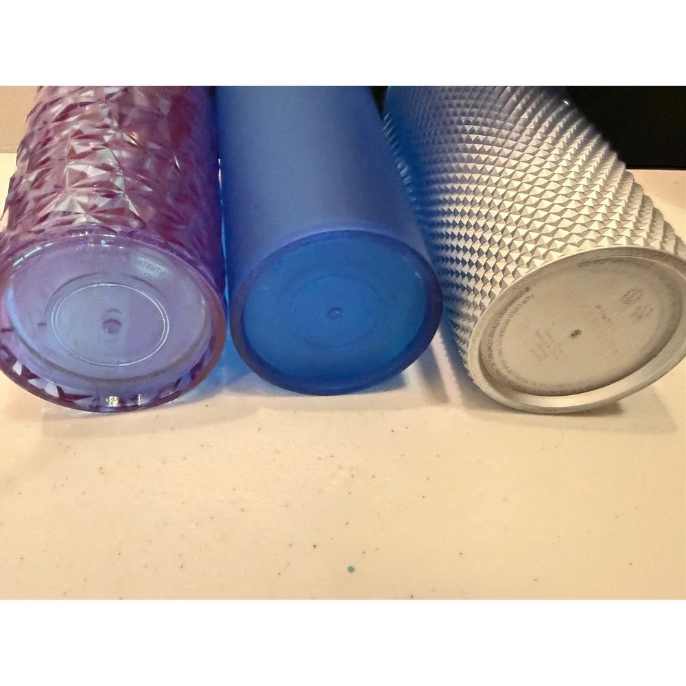 Starbucks Blue Tumbler Lot 3 Royal Blue Soft Touch Prism & Studded 24 oz